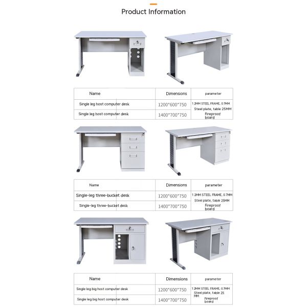 Customizable Thickened Steel Office Desk and Chair Combination with ISO Certification