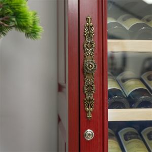 Precise Temperature Controlled Red Solid Wood Wine Cooler With Locker