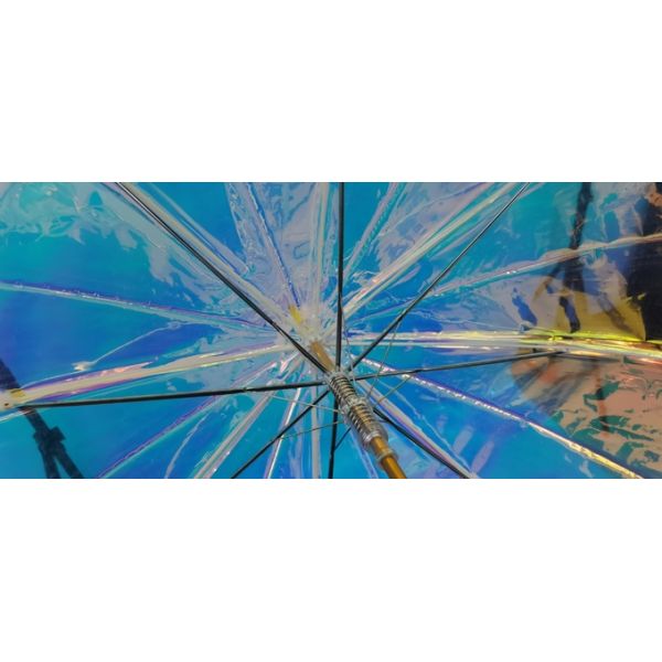 Auto Open Clear Umbrella Romantic Dream Beautiful Color Aurora Transparent Umbrella