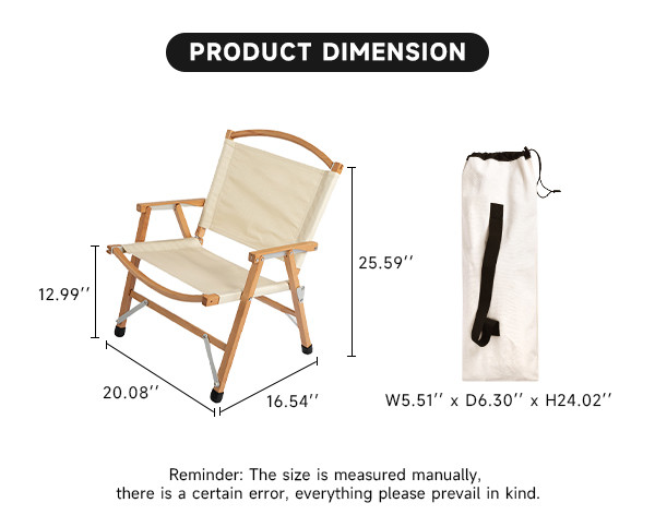Durable Light Portable Camping Chair Hard Arm Beech Wood Most Comfortable