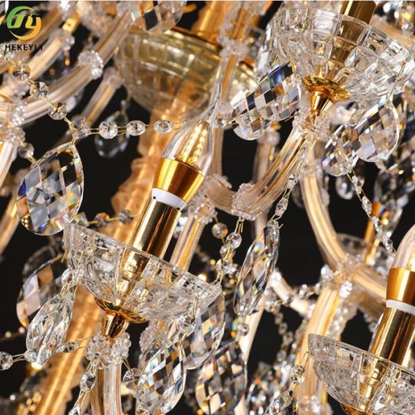 E14 Crystal Candle Chandelier Lobby Indoor Hotel Custom