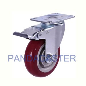 China Polyproylene Medium Duty Casters 100Kg Red Double Locking Casters wholesale
