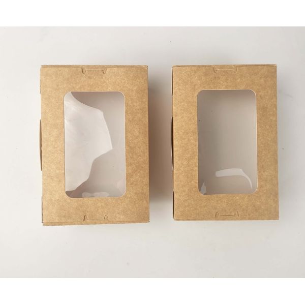 Food Grade Kraft Paper Takeaway Box with Salad Vegetable and Custom Order Acceptance