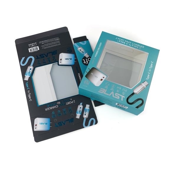 Custom Logo hot foil folded Electronics Products Packaging Box USB Data Cable Paper Box Packaging with PVC Window