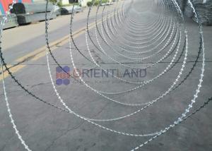 China Durable Concertina Razor Wire Coil , Obstacle BTO Security Barbed Wire Fencing wholesale