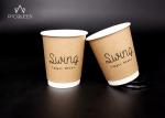 Disposable Double Wall Takeaway Coffee Cups Kraft Paper Outer Layer For Hot