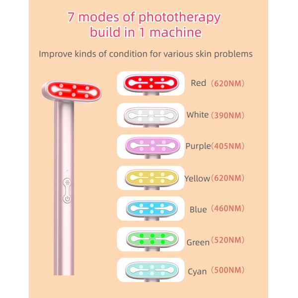 7 Color Nano Red Light Electric Eye Beauty Device EMS Portable Vibrating Eye Wand Massager