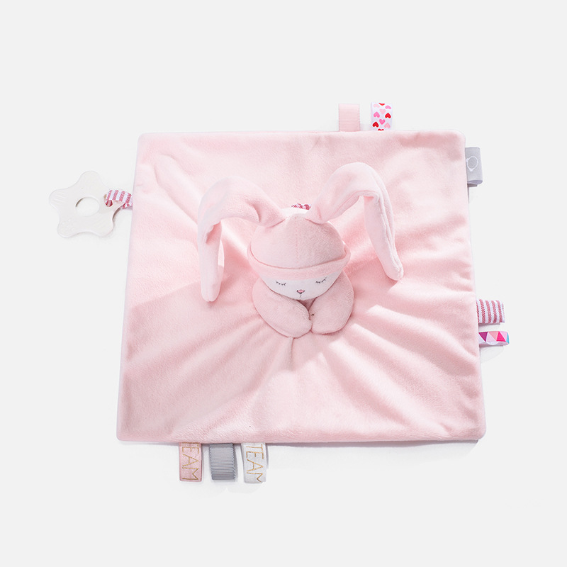 Skin Friendly Baby Security Blanket 50x70cm With Animal Plush Toy