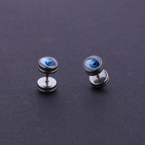 Custom blue eye round stud earrings cool stud earrings for boys