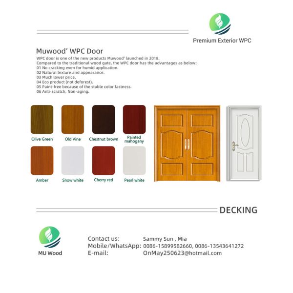 Bathroom Waterproof WPC Door Scratch Resistant WPC Door Frame