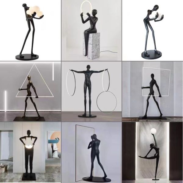 Modern Human Body Sculpture Model Room Sales Office Art Decoration Lamp Hotel Hall Decoration Floor Lamp