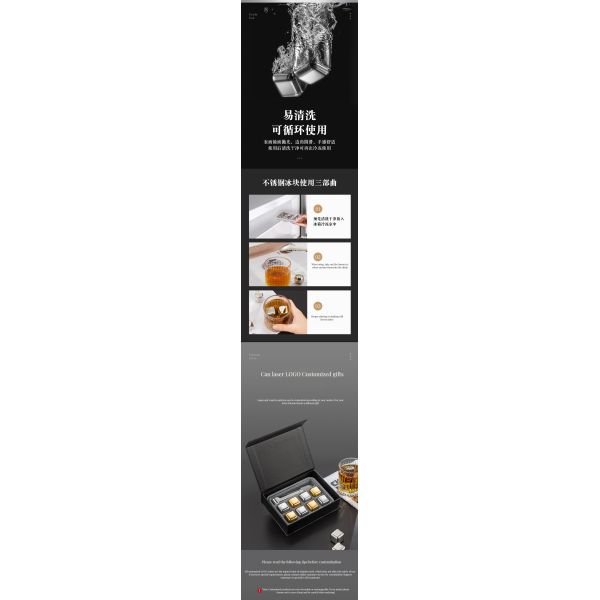 2-Pack Whiskey Ice Cubes 27mm Stainless Steel Reusable Stones with Silicone Tongs