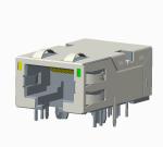 RJ45 Connector 10G with light and shield, TAB-DOWN L=28.57mm