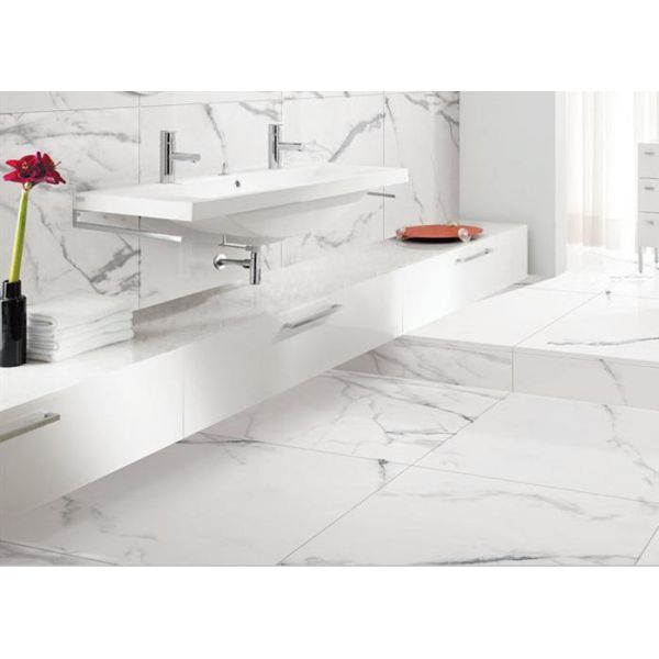 Non Slip Marble Look Porcelain Tile / Glazed Carrara Porcelain Floor Tile