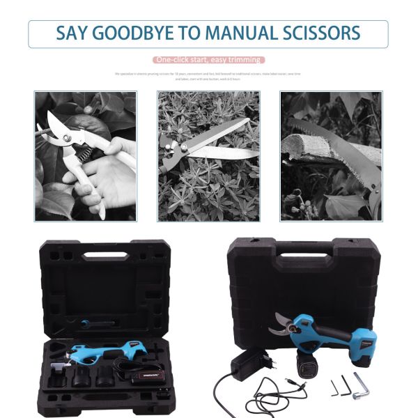 Potatore per frutteto a batteria da taglio elettrico senza cordone da 2,5 cm con schermo protettivo per le dita