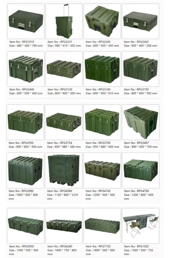 Industrial Outdoor Military Box Rotomolded Green Plastic Storage Cases