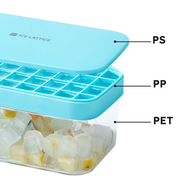 Reusable Easy Release Square Ice Cube Tray For Whiskey With Lid Storage Bin