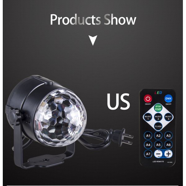 RGB Disco Ball Party Lights DJ Disco Light LED Projector Strobe Lamp Birthday Party Car Club Bar Karaoke Xmas Sound Acti