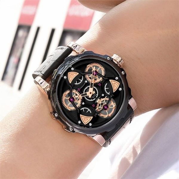 53mm Dial Men Quartz Watch Creative Versatile Leather Alloy Case
