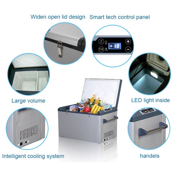 DC12V/24V Portable Fast Cooling Low Power Low Noise Car Fridge, Small Car Freezer With Handle,112L