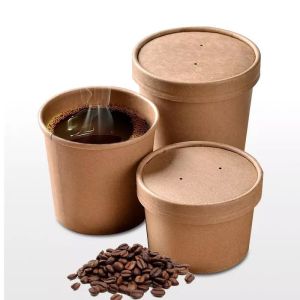 China Kraft Paper Disposable Takeaway Soup Cup Biodegradable Soup Container wholesale