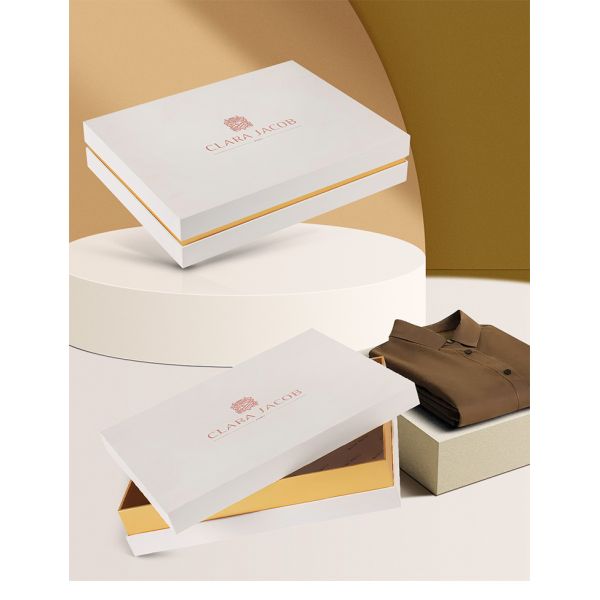 Personalized Custom Logo Design White Apparel Gift Clothing Packaging Box Lid And Base Shape
