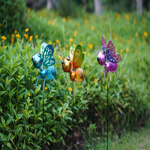 IP44 Metal Butterfly Solar Garden Ornaments Plug In LED Lamp