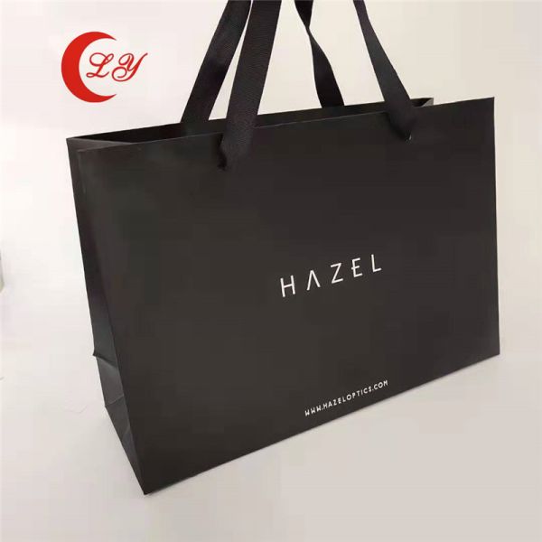 Eco-Friendly Black Gift Paper Bags with Your Own Logo Made in from Recycled Materials