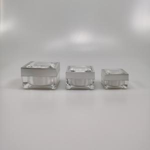 China Skin Care Cream Plastic Cap 15g 30g 50g Square Acrylic Eye Cream Jar with Diamond Silver Lid wholesale