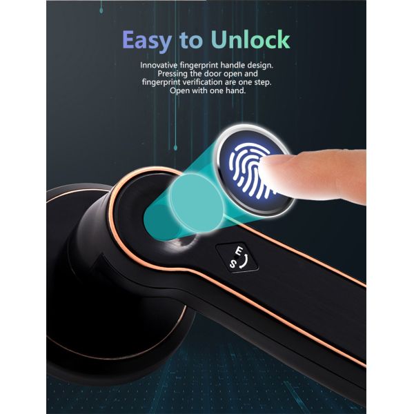 Electronic Wireless Smart Handle Door Lock Tuya Ttlock APP Fingerprint Password