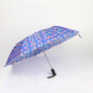 China Designer Purple Two Fold Umbrella Full Color Auto Magic Printing Zinc Plating Metal Pole wholesale