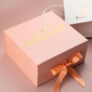 China Personalized Wedding Welcome Gift Bridal Party Favor Box Magnetic Closure Box With Satin Ribbon wholesale