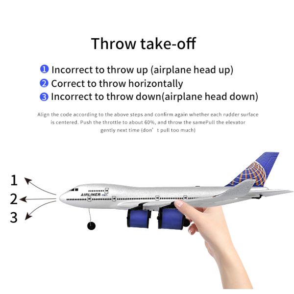 Simulated Remote Controlled Glider 2.4g Fixed Wing Aircraft Ready-to-Go Children's RC Electric Toy Three Passenger Plane