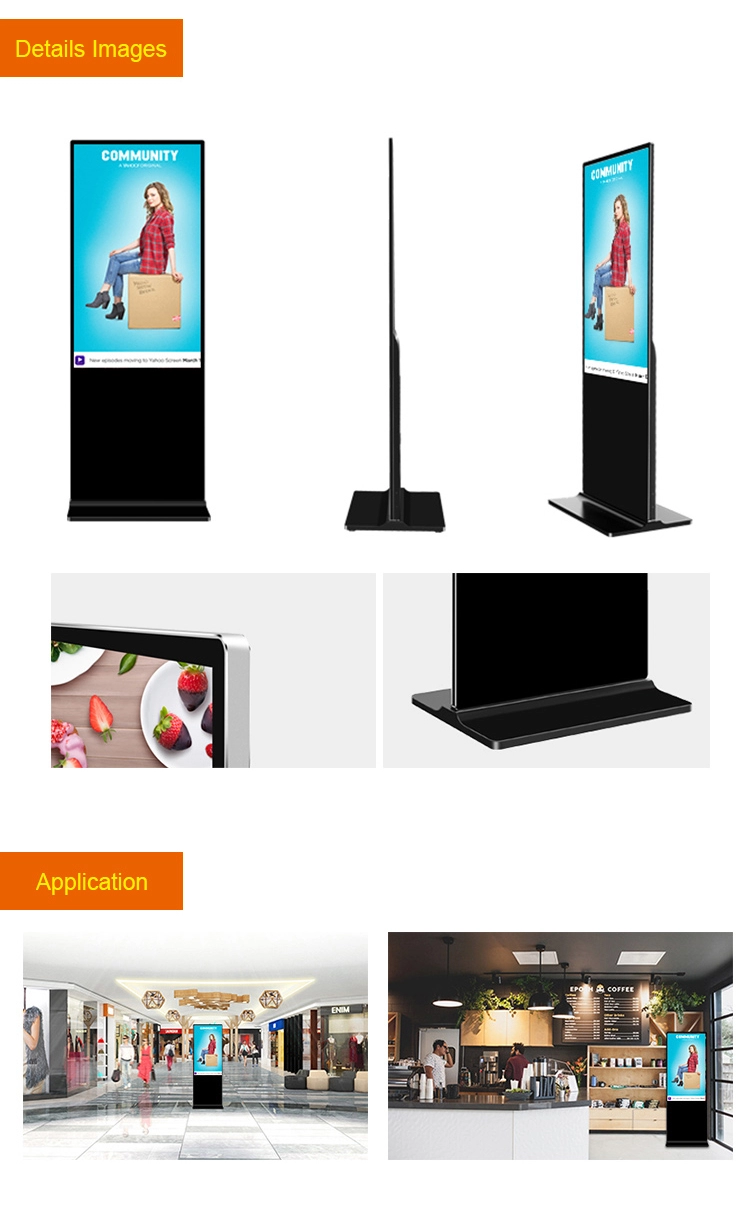 Hot 43 inch floor standing vertical tv touch screen kiosk 4k indoor advertising player display screen