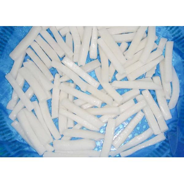 forzen squid strips IQF EU standard size 1*1*10cm chemical off no additives white color