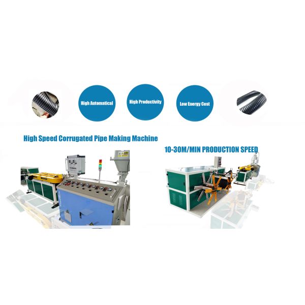 High Performance Plastic Single Wall Corrugated Pipe Machine With PLC Control System