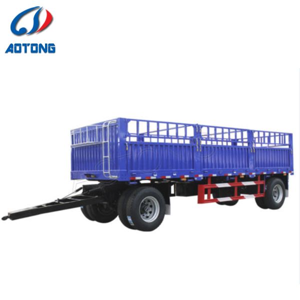 Durable 3 Axle 12 Wheels Drawbar Full Trailer With Side Wall