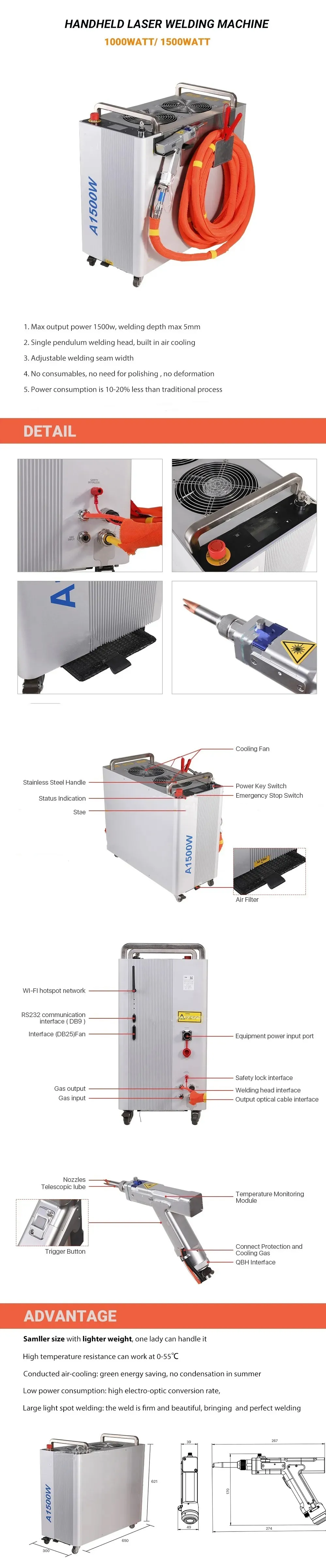 Handheld Fiber CNC Laser Welding Machine For Aluminum Galvanized Plate Steel