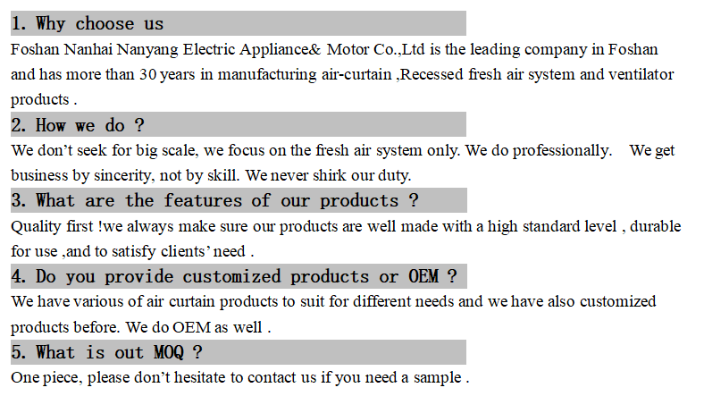 Low Noise Dual Direction 2130M3/H Cross Flow Door Air Curtains For Various Places