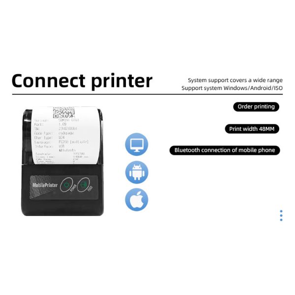 Portable Wireless Printer High Speed Printing Receipt Printer for Wide Range Input