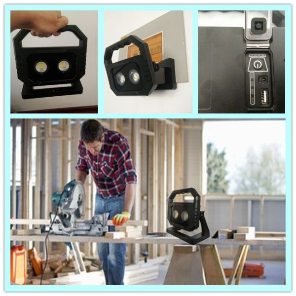 20W Handheld LED Work Light Portable Site Light Powered By AC & DC Source