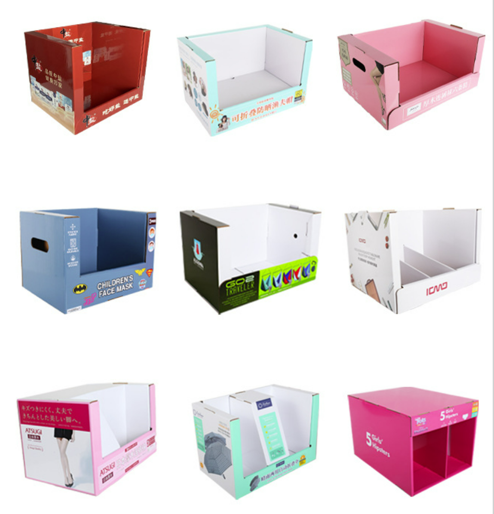 Desk PDQ Display Boxes For Toy Foods 1C Offset Printing Gloss Lamination