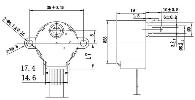 28mm PM Stepper Motor DC 12V 4 Phase 5 Wire Stepper Motor Geared