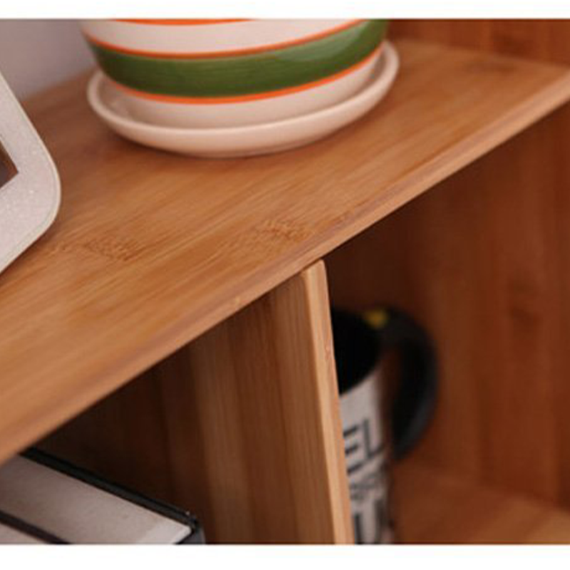 Bamboo Desktop Bookshelf with Drawer and Magazine Rack Storage Holders Single Tier