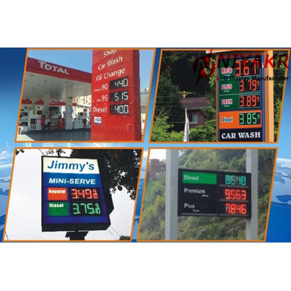 24 Inch RS232 Gas Station LED Display Signs Price Wireless RF Control 5000 Cd/m2