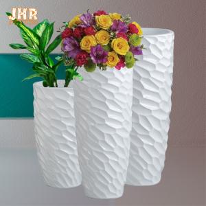 China Gloss White Resin Planter Flower Pots For Artificial Plants on sale