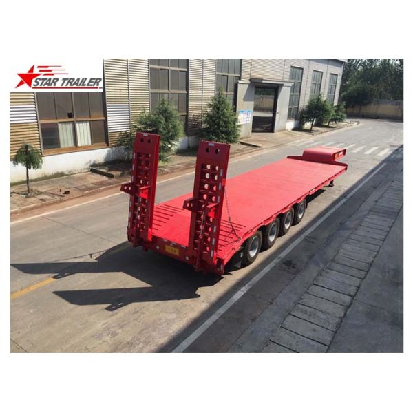 Tri 3/4 Axles Goosneck Low Base Trailer 100T Max Payload For Transport Heavy Vehicles