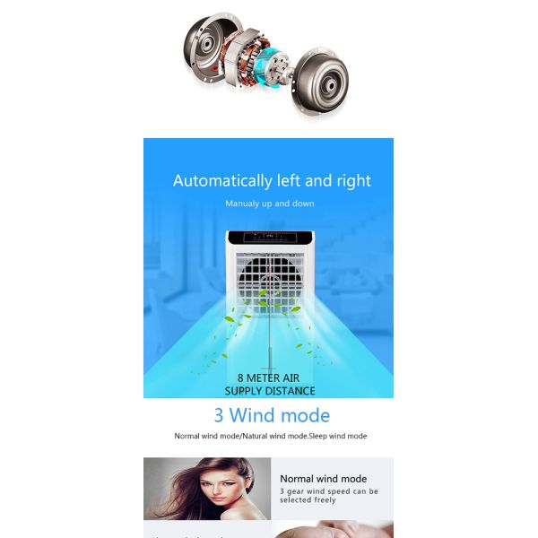 Indoor Anion Mode Air Cooler 3 Wind Speed 35m2 Applicable area With LED Display