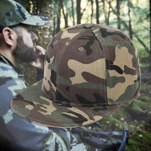China Custom Camouflage Mesh Cap USA Flag Patch Side Embroidered Logo Hat wholesale