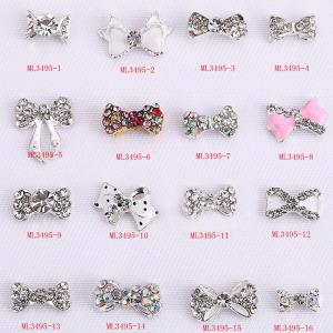 China Hot NEW Wholesale nail art Jewelry 3D Bows Alloy Nail Art Jewelry Number ML3495-01-16 wholesale